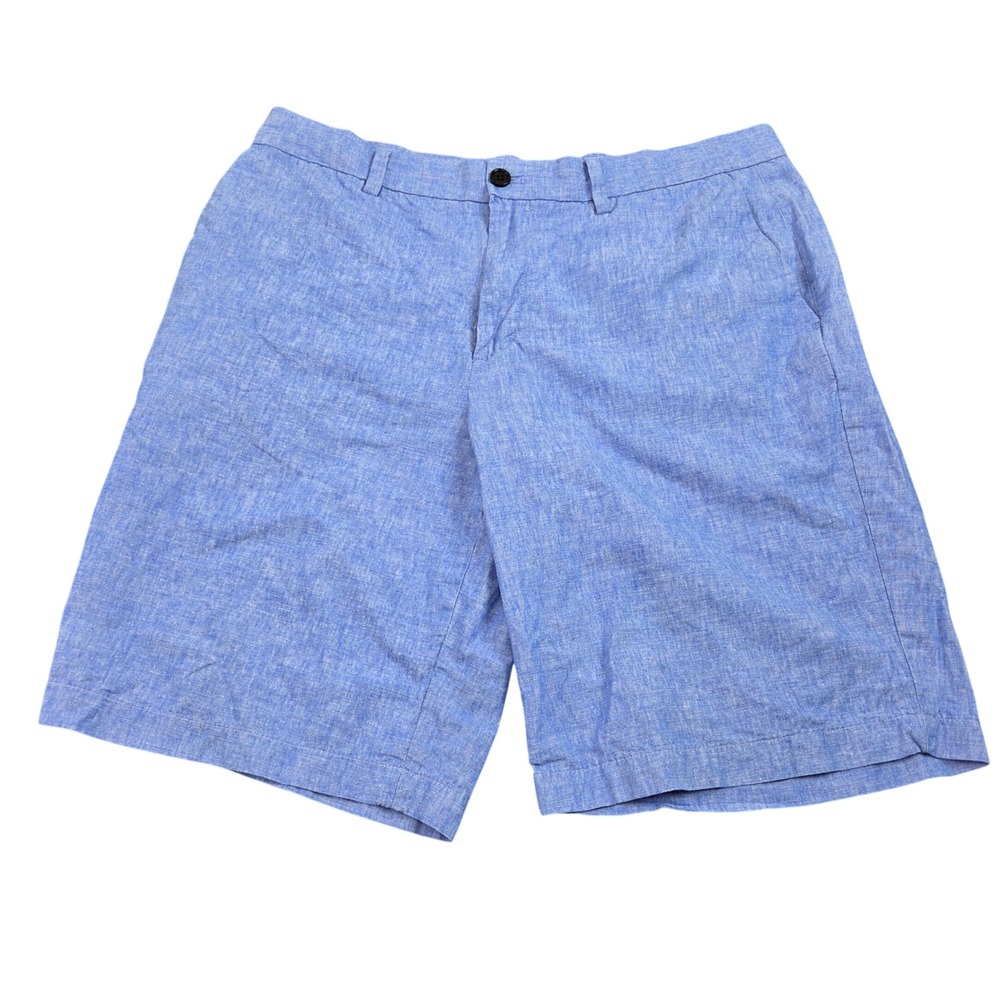 Banana Republic Emerson Shorts Mens 34 Blue Linen Blend Coastal Casual Summer